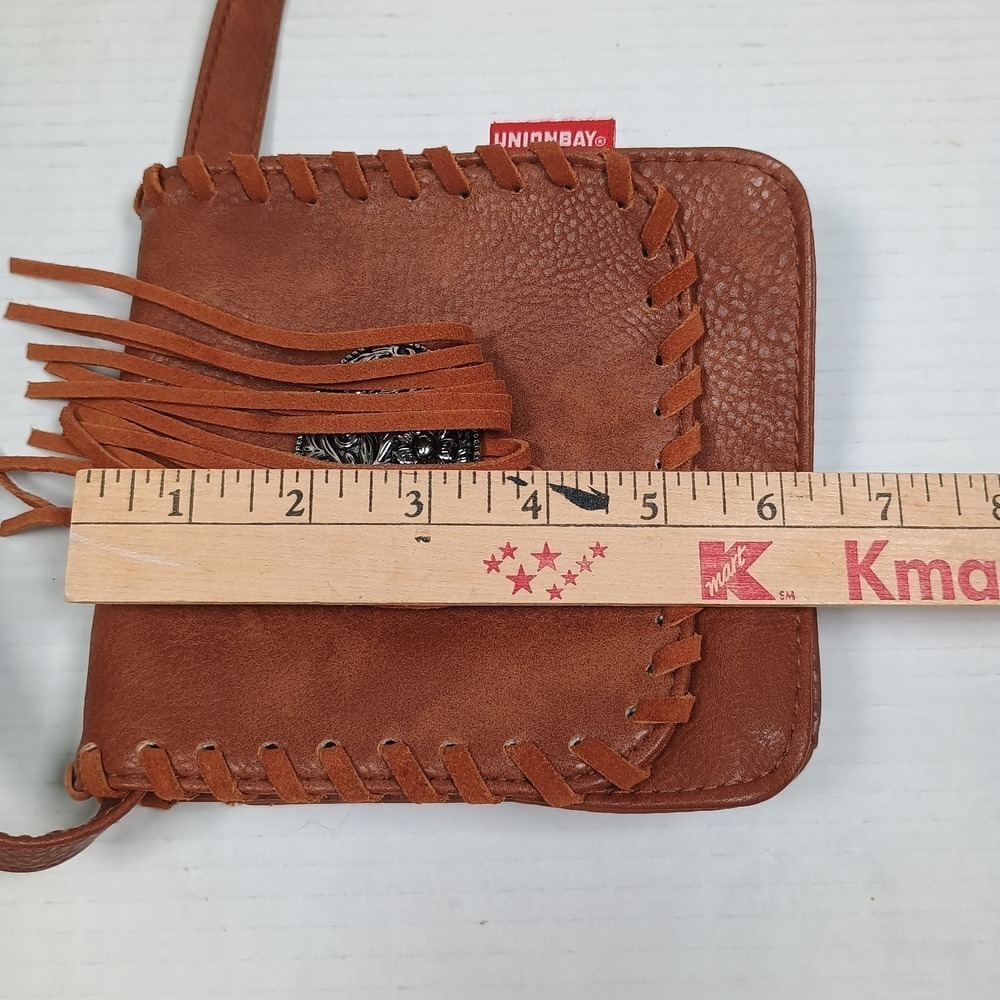 Y2k Union Bay Fringe Buckle Crossbody Purse Brown Western Bag - Picture 3 of 7